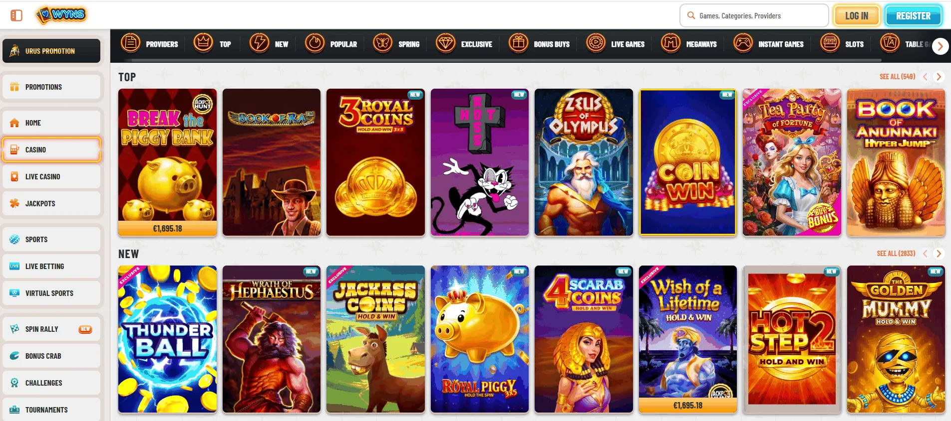 Wyns casino offers Wyns EU online casino homepage